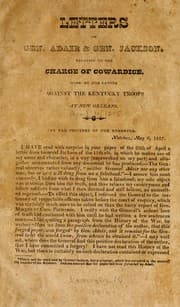 Tapa de Letters of Gen. Adair and Gen. Jackson relative to the charge of cowardice made by the latter against the Kentucky troops at New Orleans