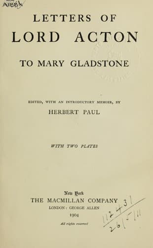 Tapa de Letters to Mary Gladstone