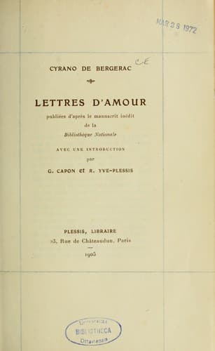 Tapa de Lettres d'amour