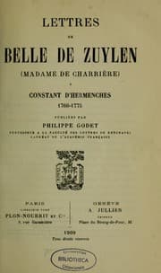 Tapa de Lettres de Belle de Zuylen (Madame de Charrière) à Constant d'Hermenches, 1760-1775