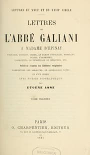Tapa de Lettres de l'abbé Galiani à madame d'Epinay [etc.]