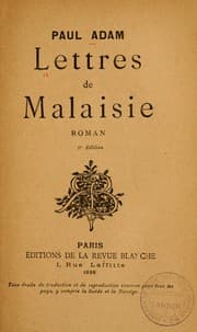 Tapa de Lettres de Malaisie; roman