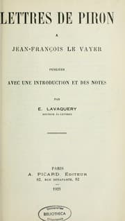 Tapa de Lettres de Piron à Jean-François Le Vayer