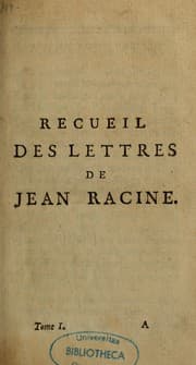 Tapa de Lettres de Racine et mémoires sur sa vie