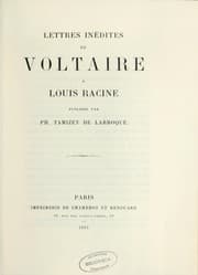 Tapa de Lettres inédites de Voltaire à Louis Racine