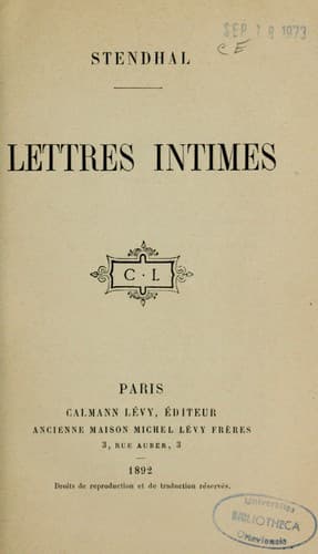 Tapa de Lettres intimes