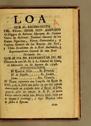 Tapa de Loa que al recebimiento [sic] del Exmo. señor don Ambrosio O Higgns [sic] de Ballenar