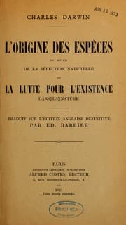 Tapa de L'origine des espèces au moyen de la sélection naturelle