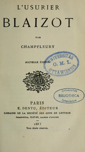 Tapa de L'usurier Blaizot