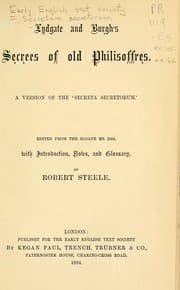 Tapa de Lydgate and Burgh's Secrees of old philosoffres