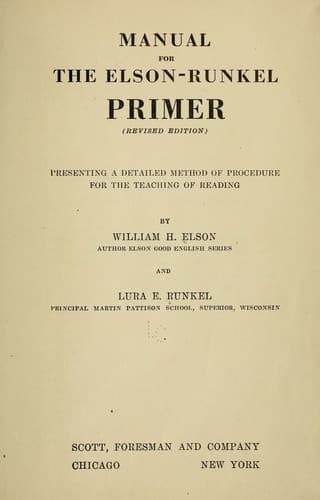Tapa de Manual for the Elson-Runkel primer