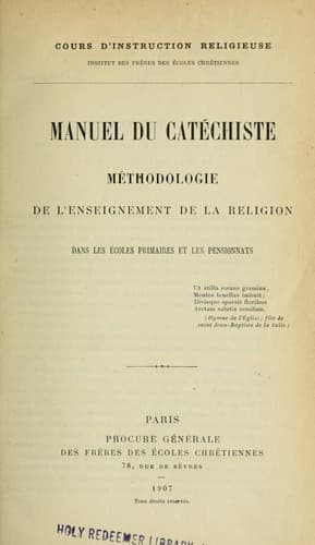 Tapa de Manuel du catéchiste