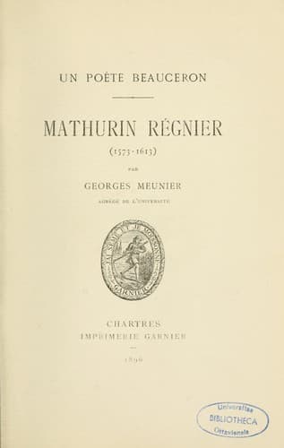 Tapa de Mathurin Régnier (1573-1613)