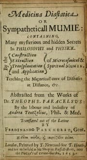 Tapa de Medicina diastatica, or, Sympatheticall mumie