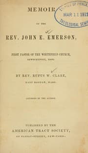 Tapa de Memoir of the Rev. John E. Emerson