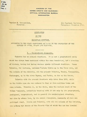 Tapa de Memorandum on the Dalmatian question...