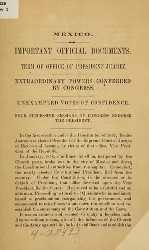 Tapa de Mexico. Important official documents