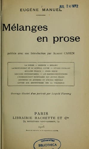 Tapa de Mélanges en prose
