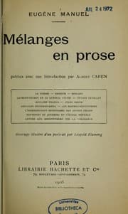 Tapa de Mélanges en prose
