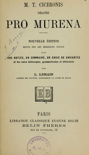 Tapa de M. T. Ciceronis oratio Pro Murena