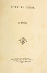 Tapa de Myrtilla Miner. A memoir