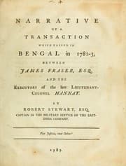 Tapa de Narrative of a transaction which passed in Bengal in 1782-3