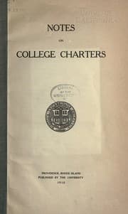 Tapa de Notes on college charters