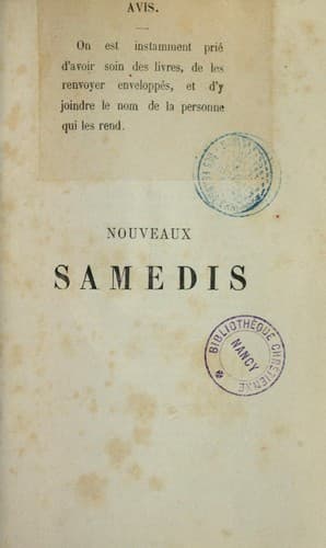 Tapa de Nouveaux samedis