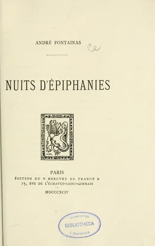 Tapa de Nuits d'épiphanies