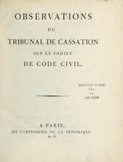 Tapa de Observations du Tribunal de cassation sur le Projet de Code civil