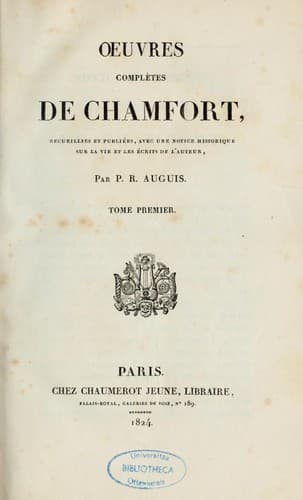 Tapa de Oeuvres complètes de Chamfort