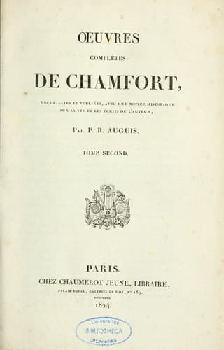 Tapa de Oeuvres complètes de Chamfort