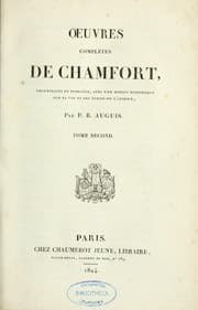 Tapa de Oeuvres complètes de Chamfort