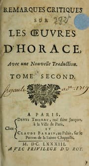 Tapa de Oeuvres d'Horace en latin et en fran ̧ais