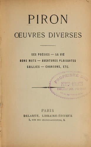 Tapa de Oeuvres diverses