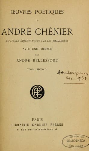 Tapa de Oeuvres poétiques de André Chénier