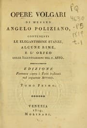 Tapa de Opere volgari di Messer Angelo Poliziano