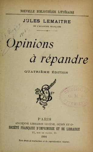 Tapa de Opinions à répandre