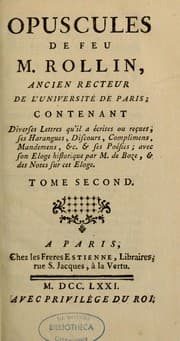 Tapa de Opuscules de feu M. Rollin, ancien recteur de l'Université de Paris