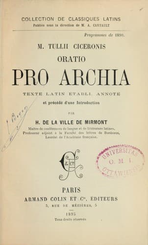 Tapa de Oratio pro Archia