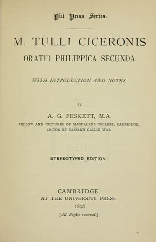 Tapa de Oratio Philippica secunda