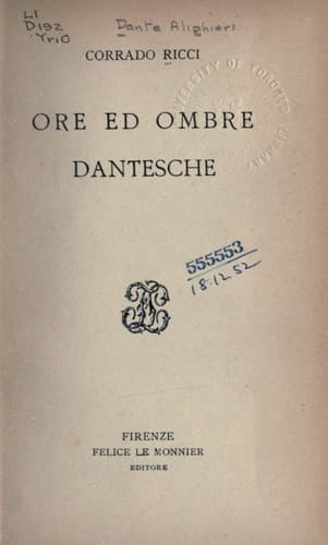 Tapa de Ore ed ombre dantesche