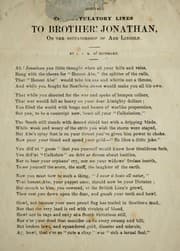 Tapa de Original congratulatory lines to Brother Jonathan