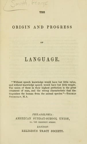 Tapa de The origin and progress of language