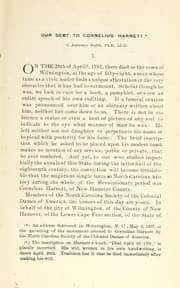 Tapa de Our debt to Cornelius Harnett