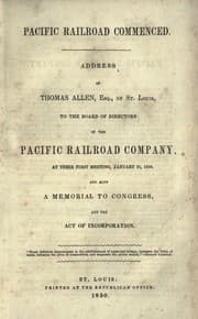 Tapa de Pacific railroad commenced