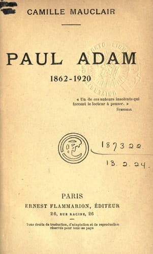 Tapa de Paul Adam, 1862-1920