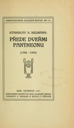 Tapa de Přede dveřmi Pantheonu, 1906-1909