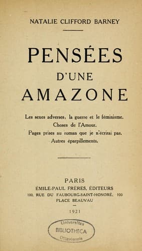 Tapa de Pensées d'une amazone