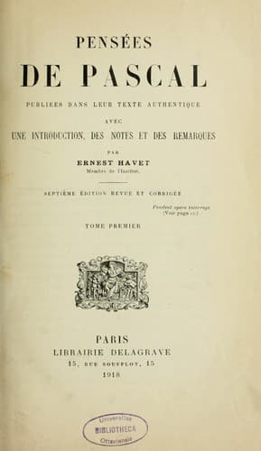 Tapa de Pensées de Pascal